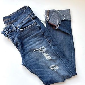 Anthropologie Level 99 straight leg Cropped Raw Hem Denim Jeans size 24